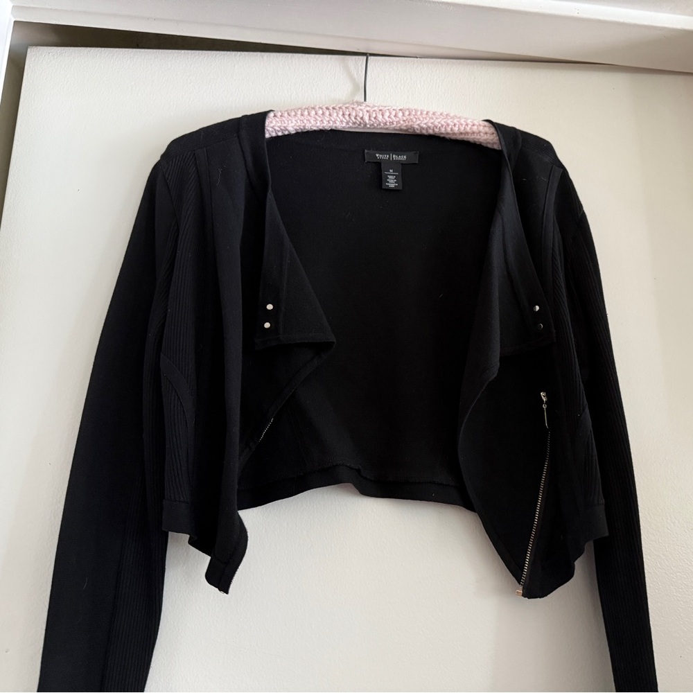 White House Black Market Crop Black Knit Blazer